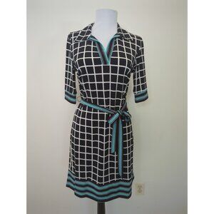 Enfocus Studio Black and White Checkered 3/4 Sleeve Dress